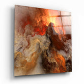 Golden Chaos Abstract Glass Wall Art.